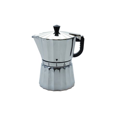 Plastic Moka Pot Shaped 1-Hour Twist Timer, Silver and Black
