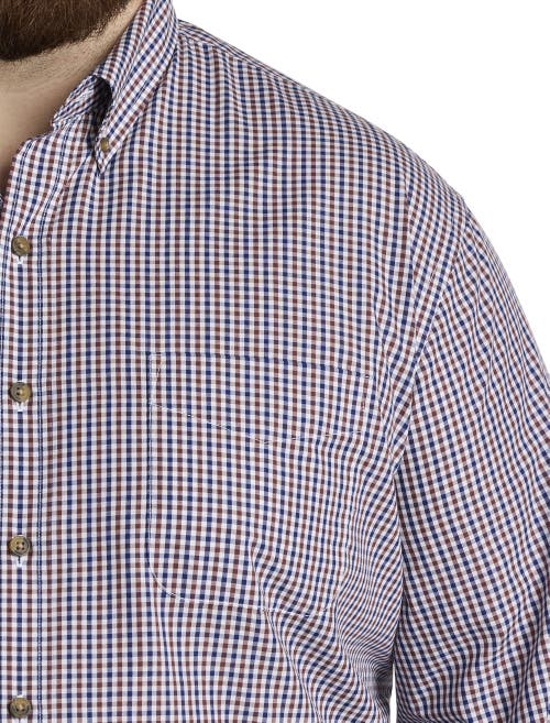 Harbor Bay By Dxl Big & Tall Easy-care Check Sport Shirt In Blue Multi