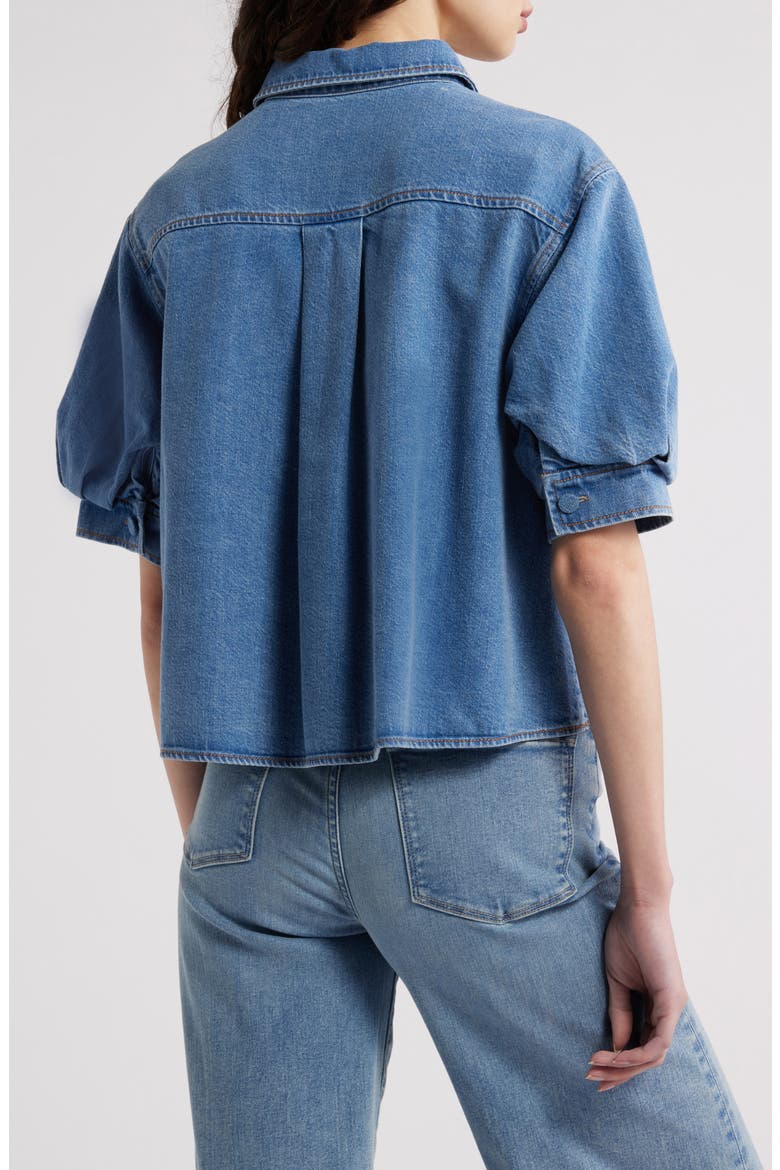 The Billow Sleeve Denim Shirt, Alternate, color, SUBTLE