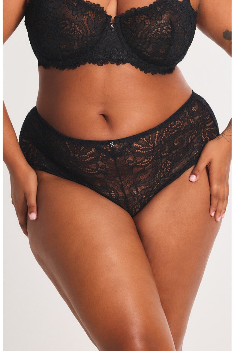 Romantic Corded Lace Hipster Panties, Alternate, color, BLACK CAVIAR