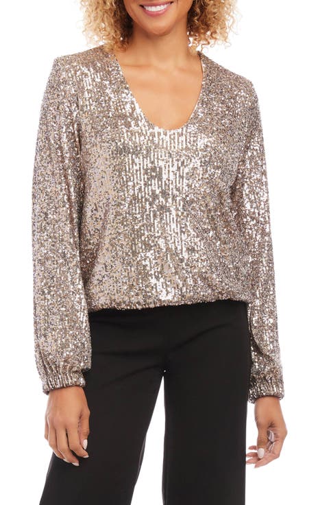Sequin Blouson Sleeve Top