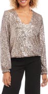 Karen Kane Sequin Blouson Sleeve Top
