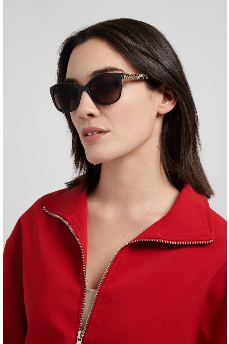 Geneva 53mm Oval Sunglasses, Alternate, color, BLACK HAVANA/ BROWN SF