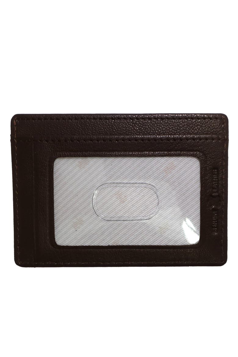 Genuine Leather ID Wallet with Epoxy Logo, Alternate, color, Brown