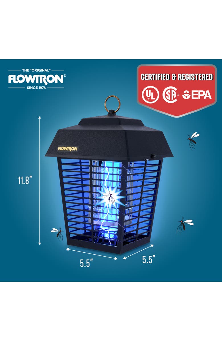 Flowtron Mosquito Zapper with 1/2 Acre of Coverage, 15W Bulb & 5600V Killing Grid, Alternate, color, Black