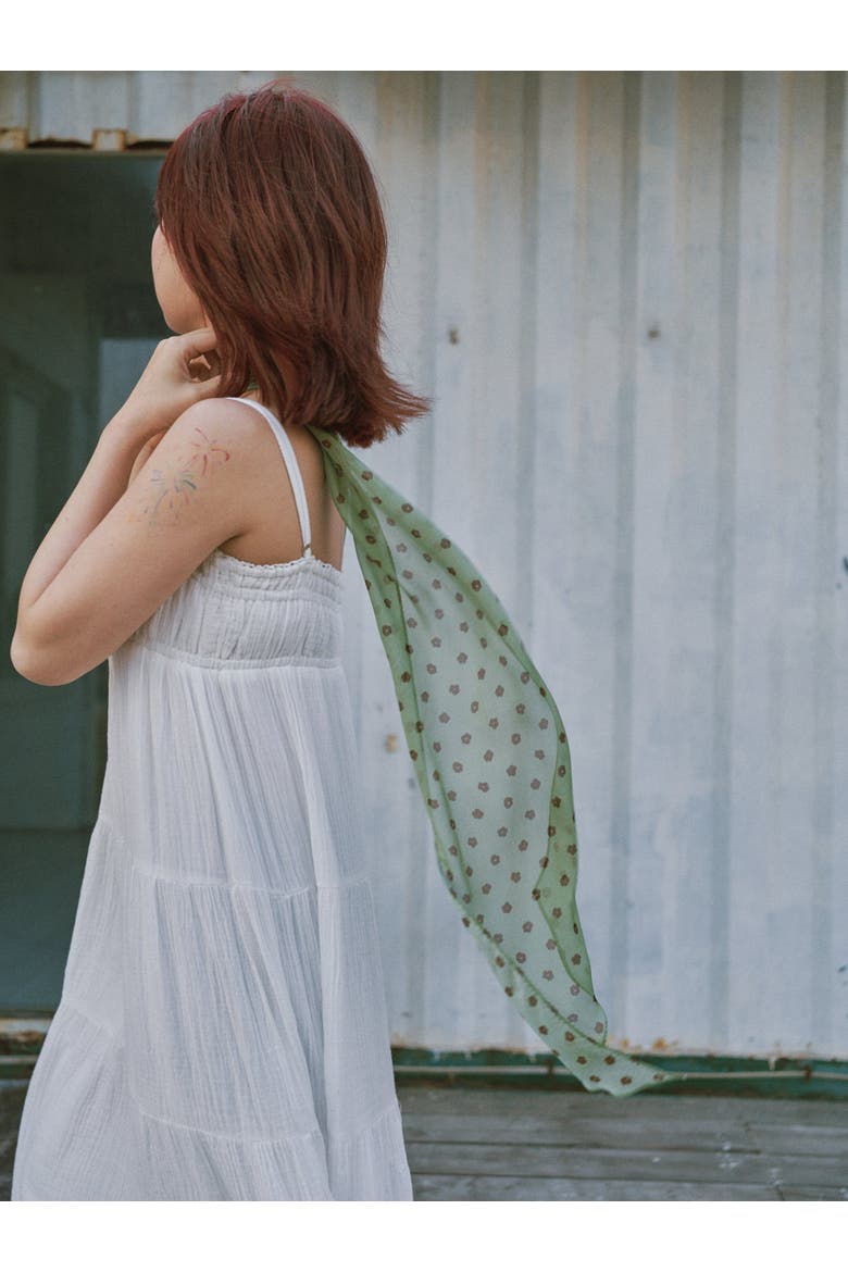 "Petal Veil" Silk Chiffon Neck Scarf, Alternate, color, Matcha Green