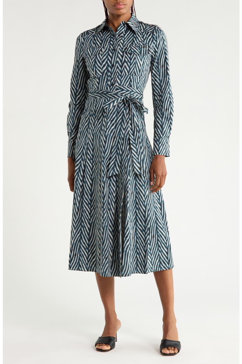 Aspen Long Sleeve Shirtdress, Main, color, PIAZZA TIGER MINI PETROL