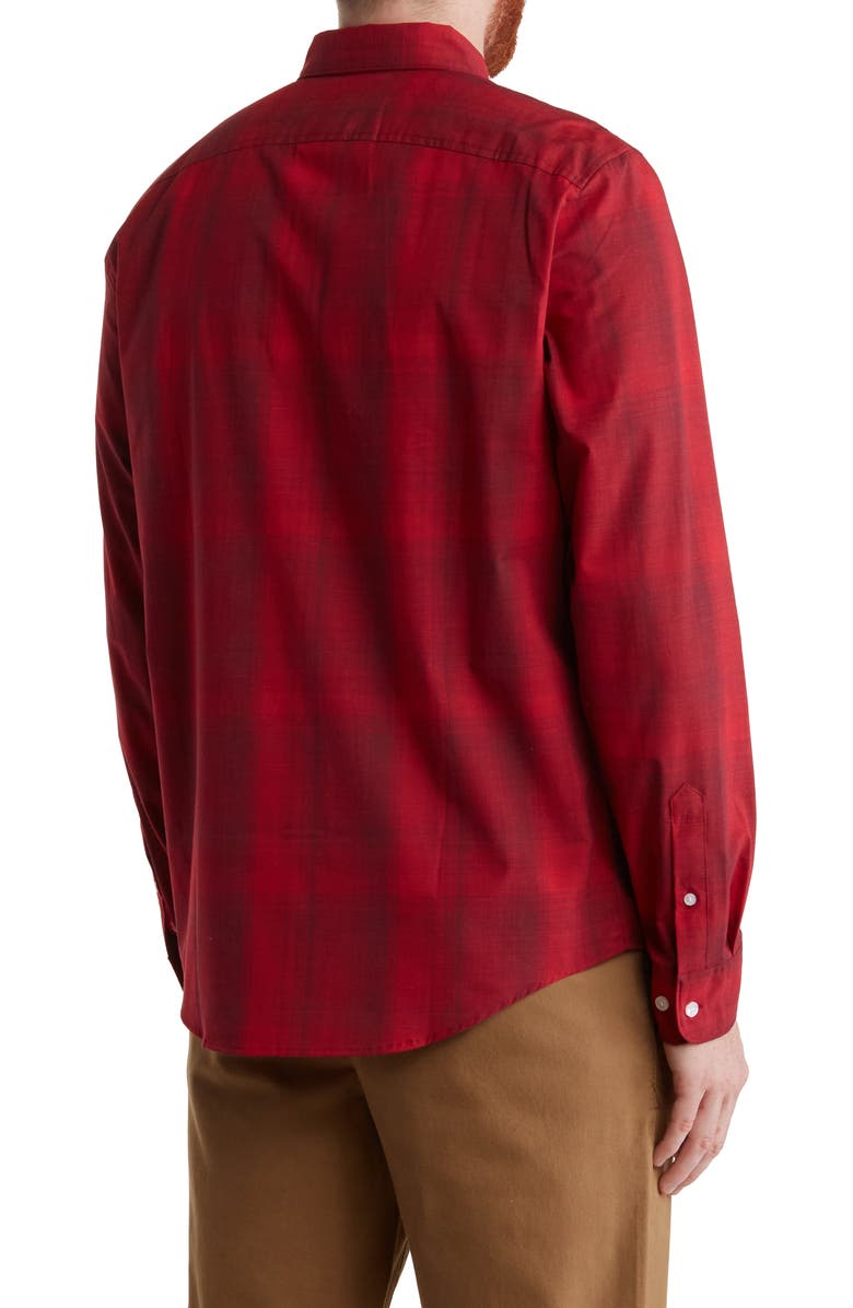 Original Penguin Plaid Long Sleeve Button-Down Shirt, Alternate, color, Scarlet Sage