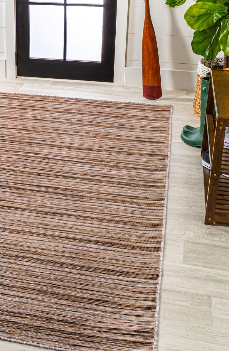 JONATHAN Y Finn Modern Farmhouse Pinstripe Indoor/Outdoor Area Rug, Alternate, color, Natural/Brown
