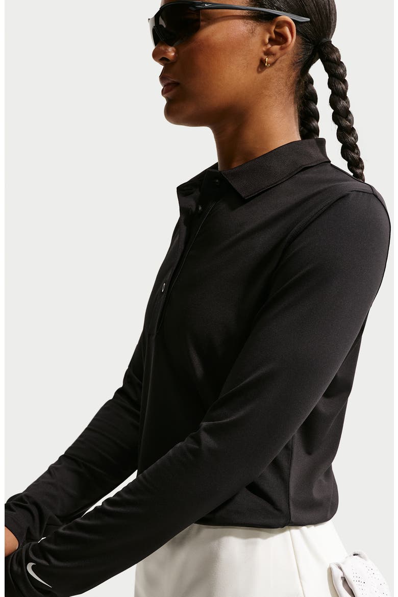 Dri-FIT UV Long Sleeve Golf Polo, Alternate, color, BLACK/ SAIL