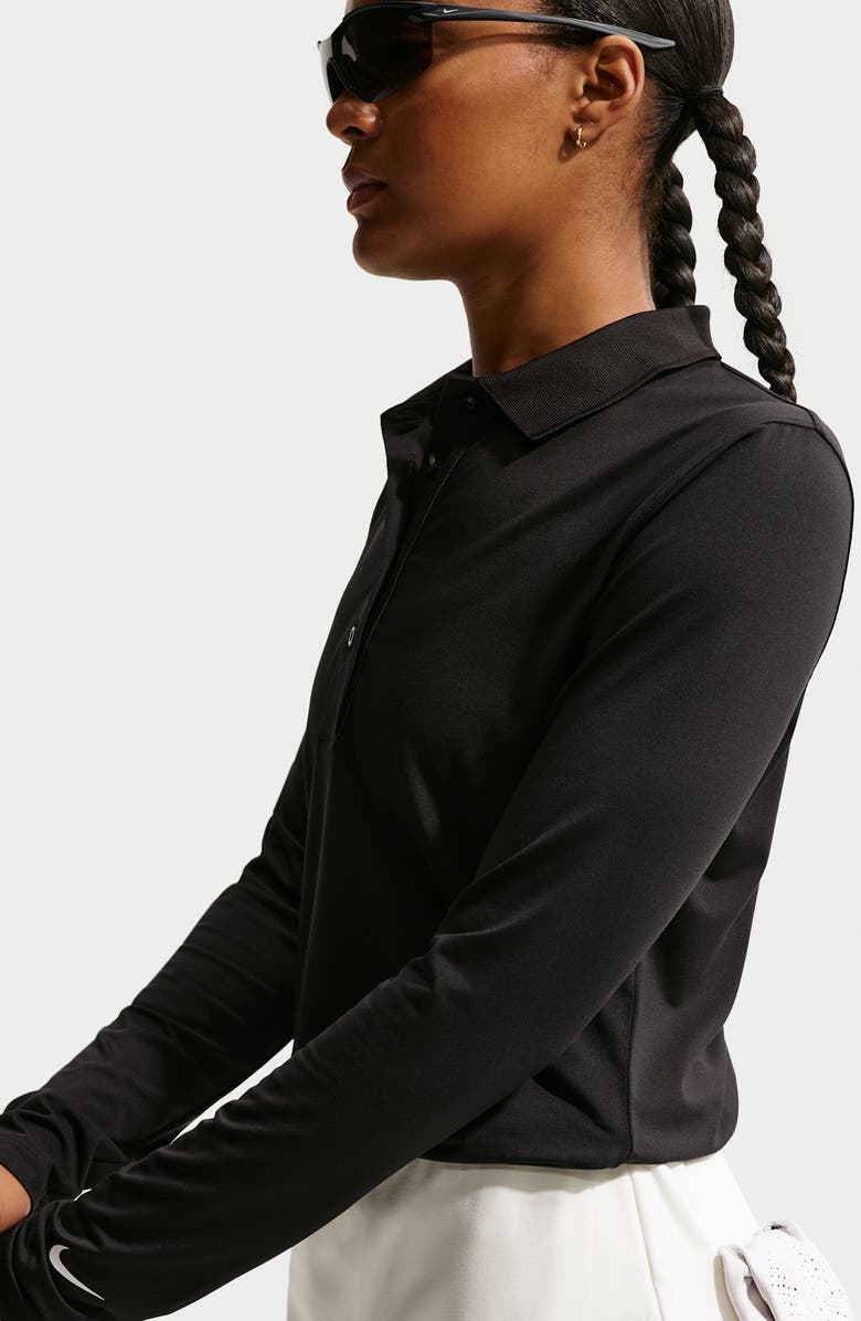 Nike Dri-FIT UV Long Sleeve Golf Polo, Alternate, color, Black/ Sail