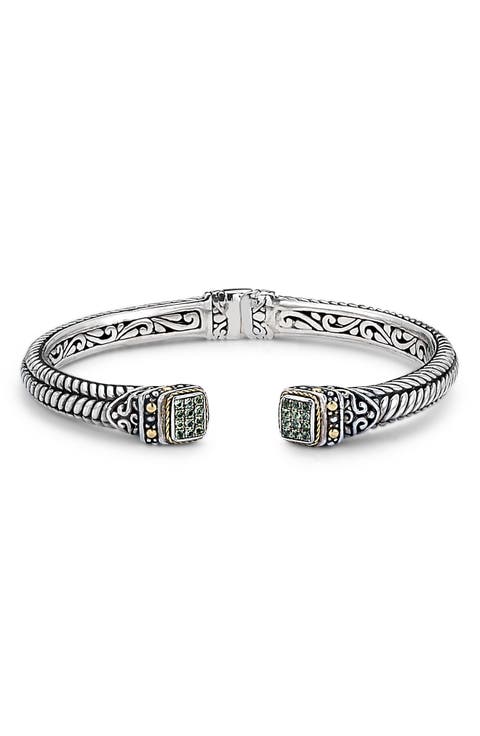 Woven Pavé Tipped Bangle