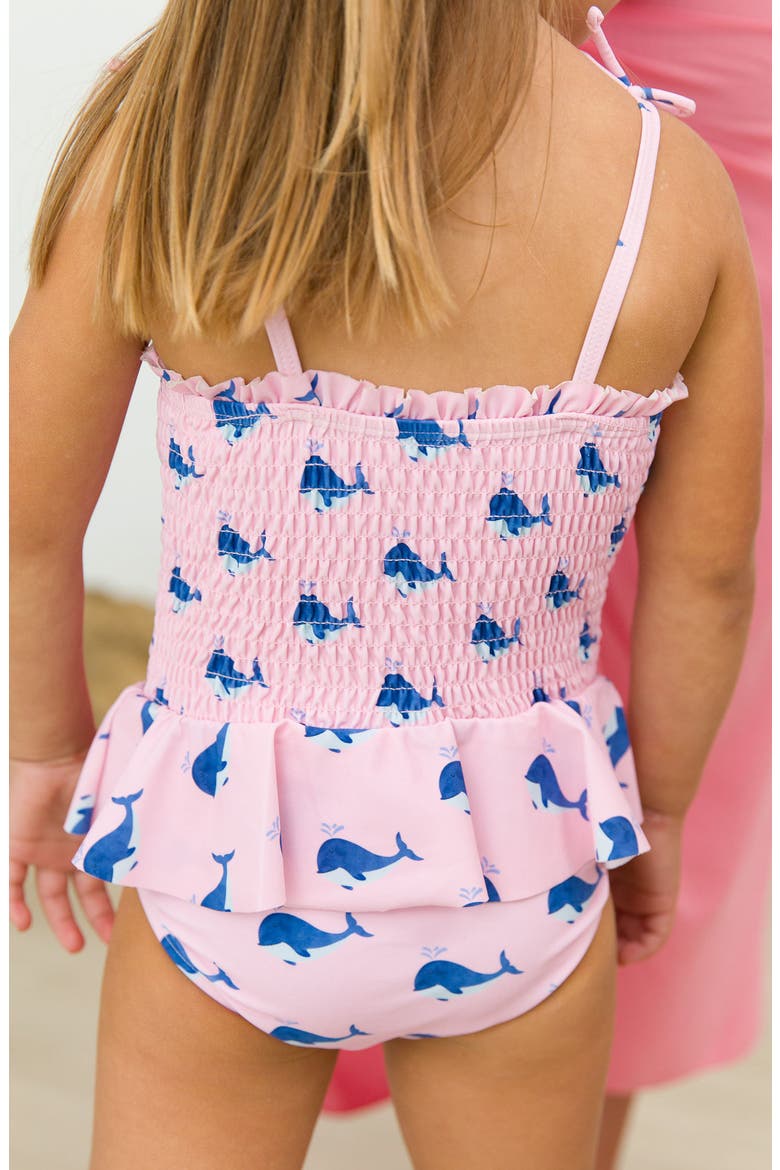 Pink Whales Smocked One-Piece Swimsuit, Alternate, color, PINK