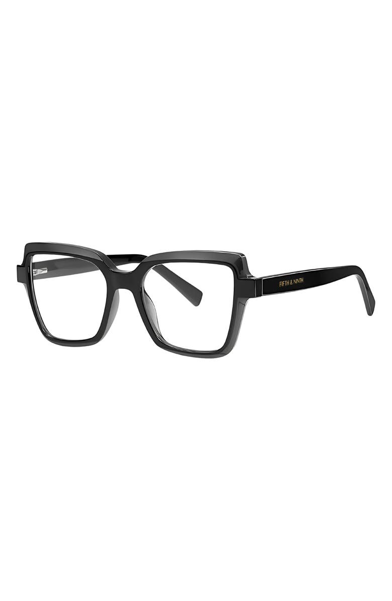 Fifth & Ninth Kitt 50mm Square Blue Light Blocking Glasses, Alternate, color, Black / Clear