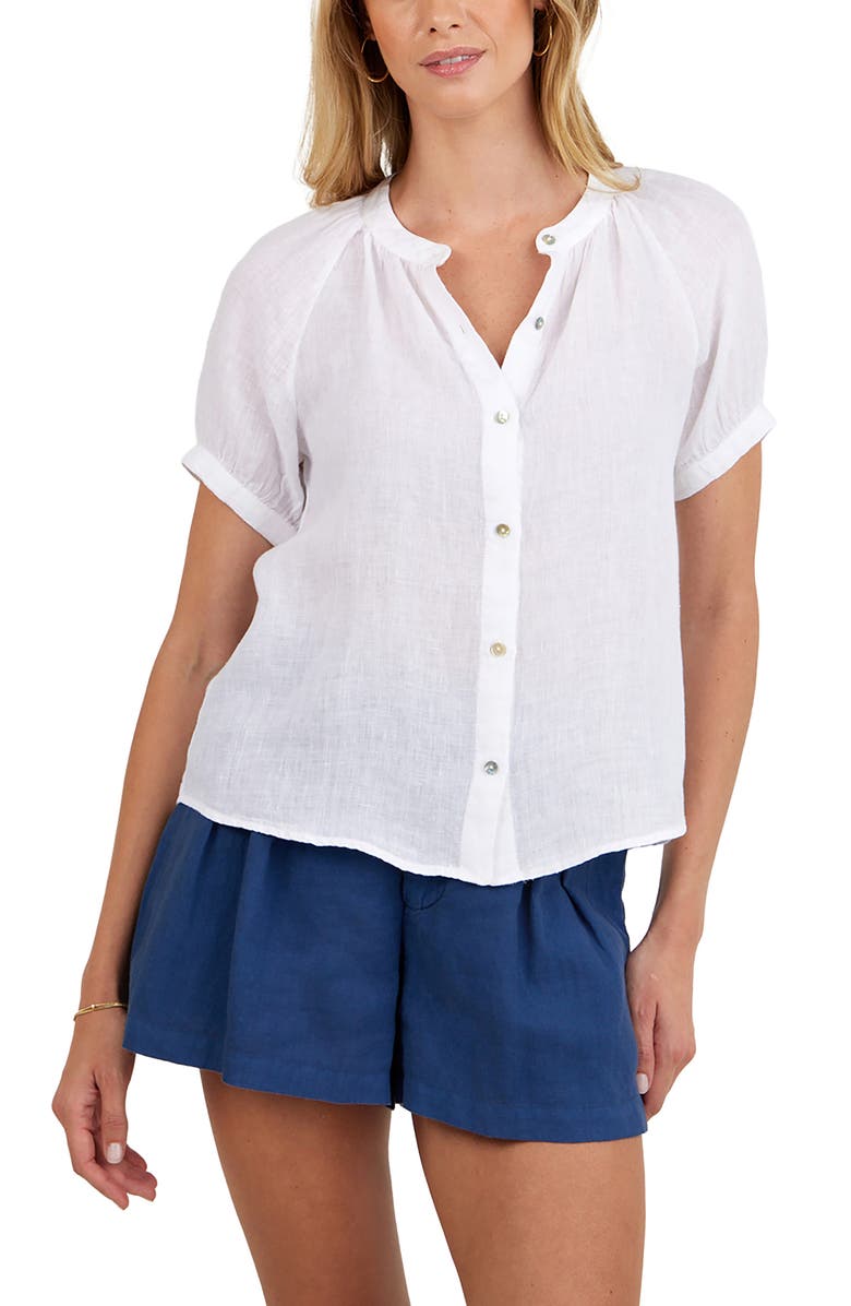 Bella Dahl Short Sleeve Linen Shirt, Main, color, White