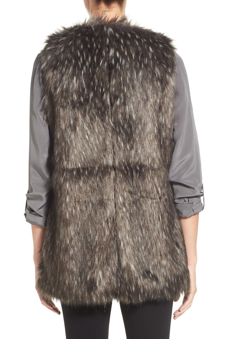 Long Faux Fur Vest, Alternate, color, GREY MULTI FAUX FUR