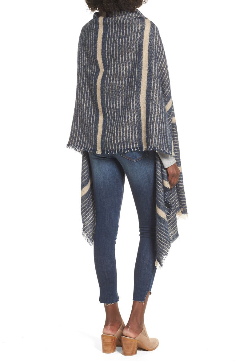 Stripe Blanket Scarf, Alternate, color, NAVY COMBO