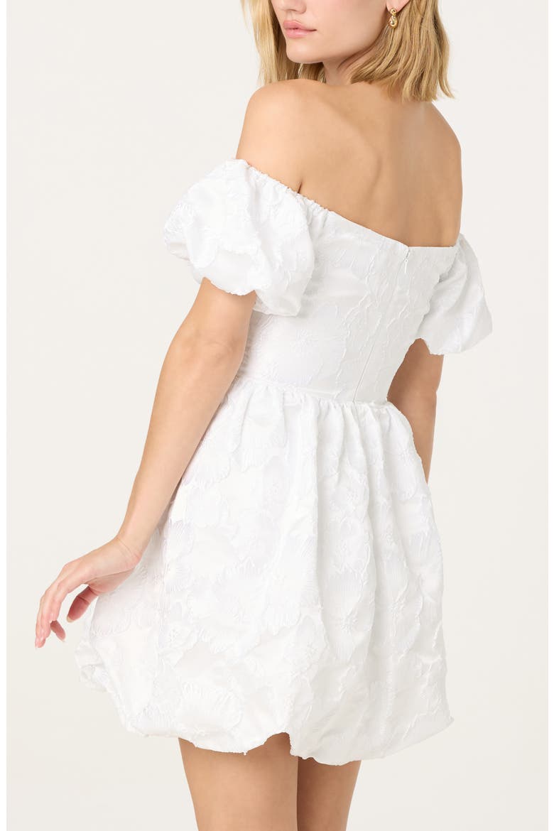Floral Jacquard Off the Shoulder Minidress, Alternate, color, WHITE