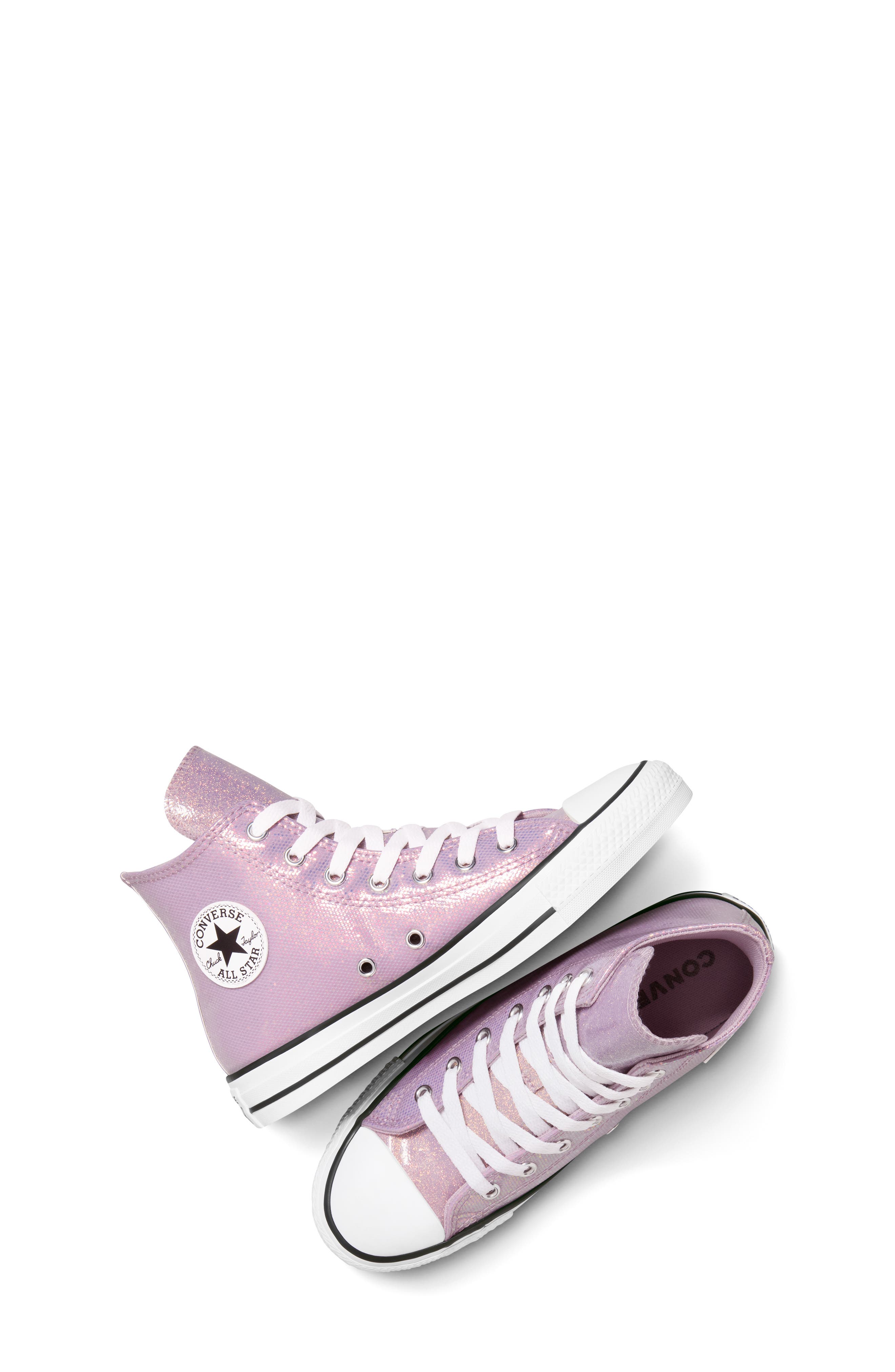 Converse Kids' Chuck Taylor All Star Disco High Top Sneaker, Alternate, color, Altitude Lilac/ White/ Black