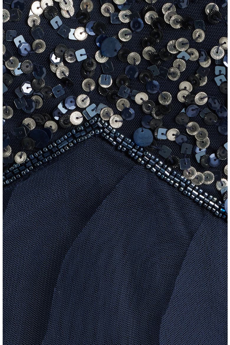 Beaded Ruffle Skirt Minidress, Alternate, color, NAVY