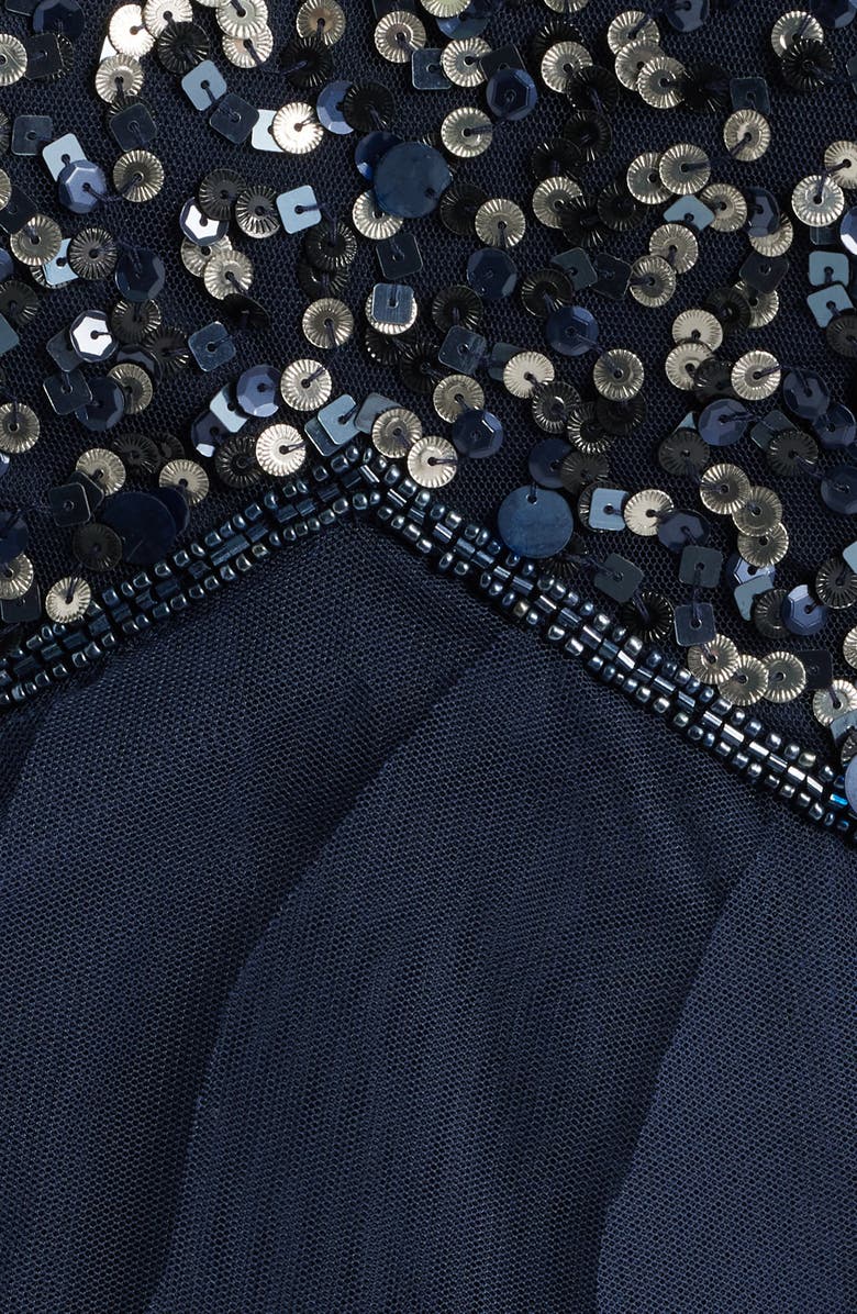 Pisarro Nights Beaded Ruffle Skirt Minidress, Alternate, color, Navy