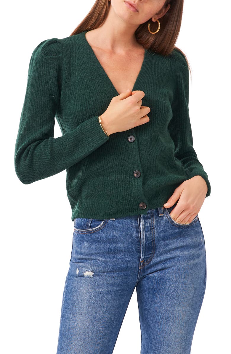 1.STATE Puff Sleeve Cardigan, Main, color, Windsor Moss