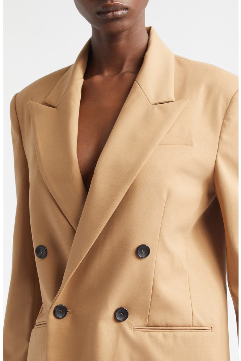 Calla Double Breasted Wool Blend Blazer, Alternate, color, DESERT BEIGE