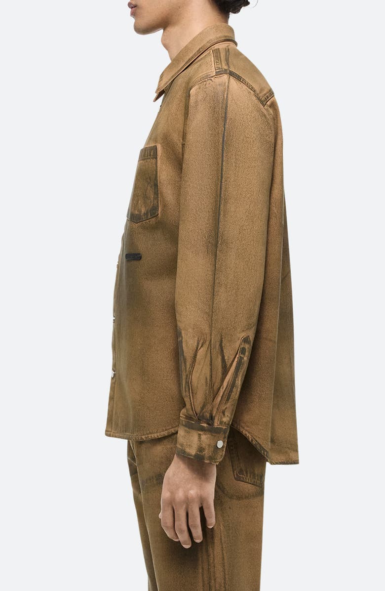 Helmut Lang Curved Organic Cotton Denim Snap-Up Shirt, Alternate, color, 