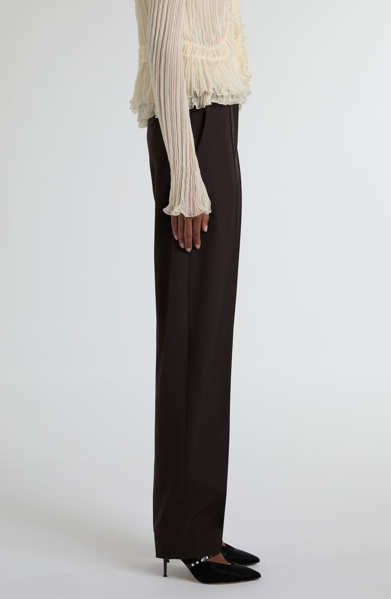 McQueen Pleated Wool Trousers, Alternate, color, Dark Brown