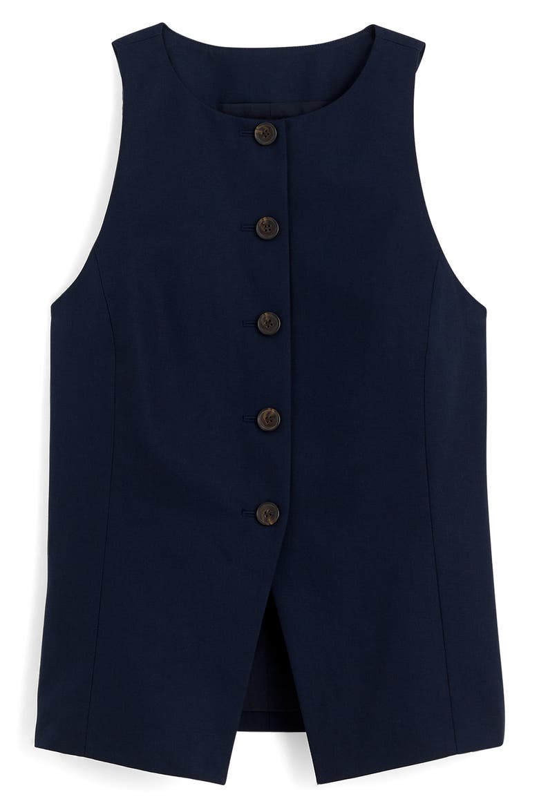 Crewneck Cutaway Drapey Twill Vest, Alternate, color, MIDNIGHT NAVY
