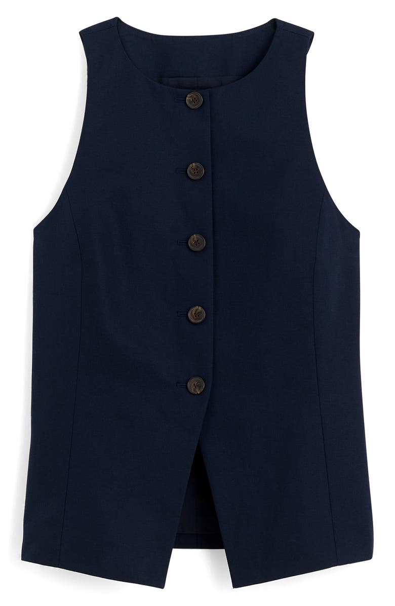 Madewell Crewneck Cutaway Drapey Twill Vest, Alternate, color, Midnight Navy