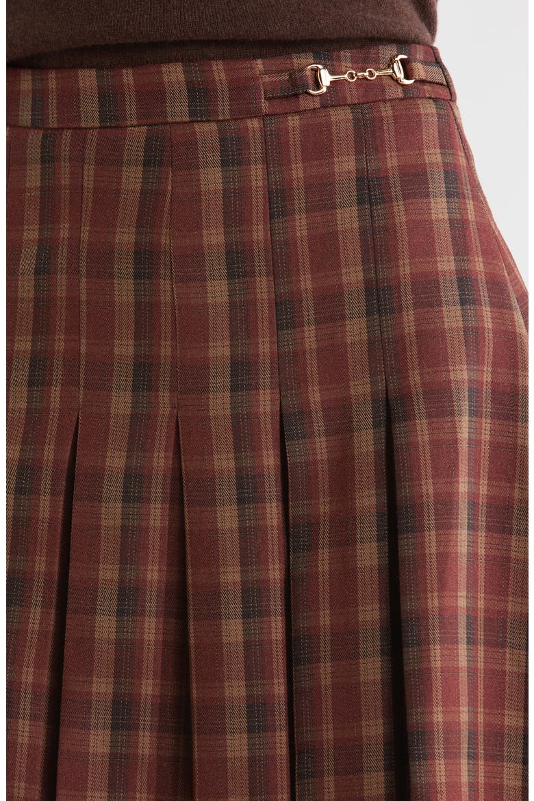 Vena Plaid Pleated Midi Skirt, Alternate, color, WINE PLAID