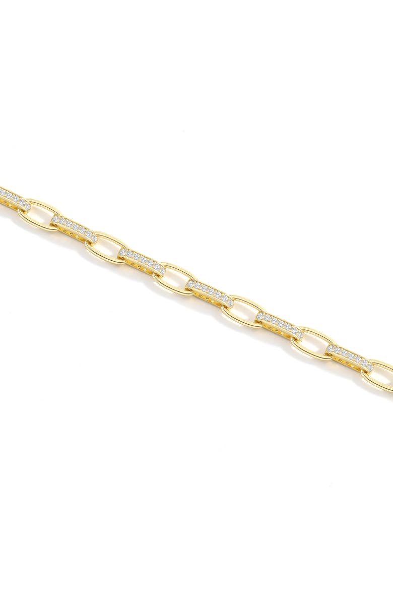 Interlinked Cubic Zirconia Paperclip Bracelet, Alternate, color, Silver