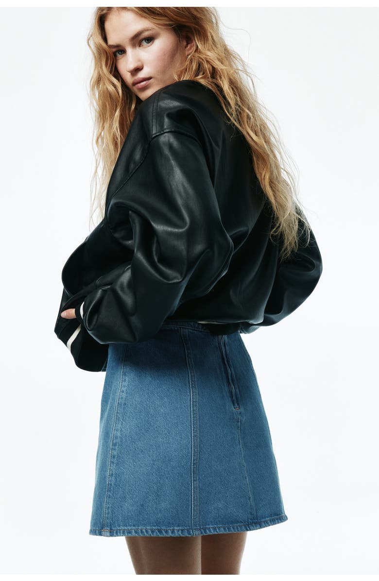H&M A-line Mini Skirt, Alternate, color, Denim Blue