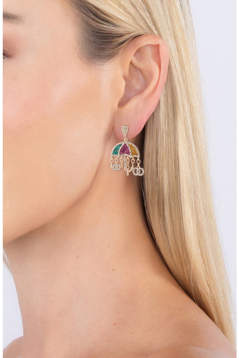 Under My Umbrella CZ Drop Earrings, Alternate, color, GOLD