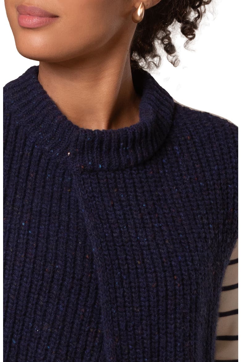 Donegal Ribbed Crew Neck Waistcoat, Alternate, color, Dark Navy
