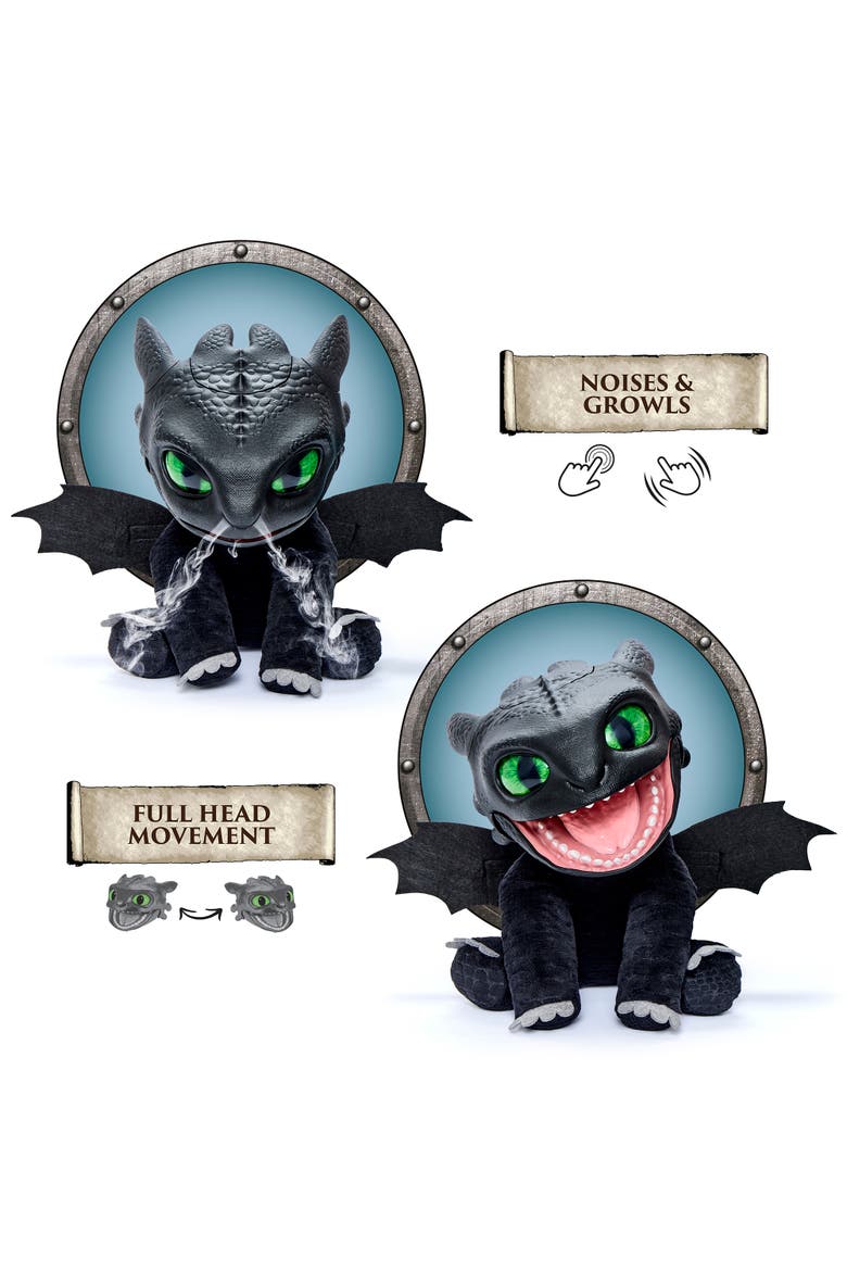 WOW! STUFF Toothless Puppetronic by RealFX 10" Plush 50+ Sounds Ages 6+ HTTYD, Alternate, color, Multicolored