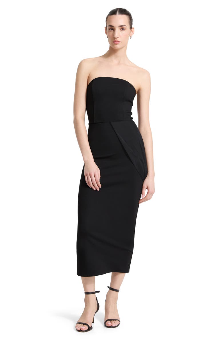 Marcella Dianne Strapless Sheath Dress with Removable Mesh Scarf, Alternate, color, Black