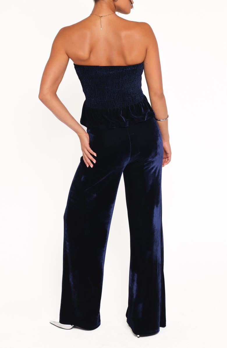 Petal & Pup Sutton Strapless Peplum Jumpsuit, Alternate, color, Midnight Blue Velvet