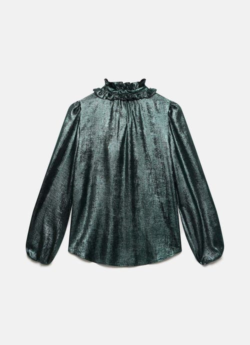 Mint Velvet Metallic Bow Blouse In Green