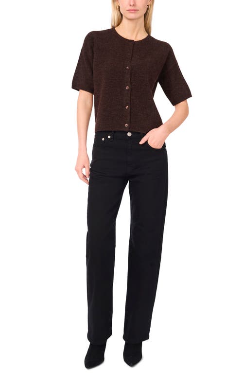Vince Camuto Short Sleeve Cardigan In Brown