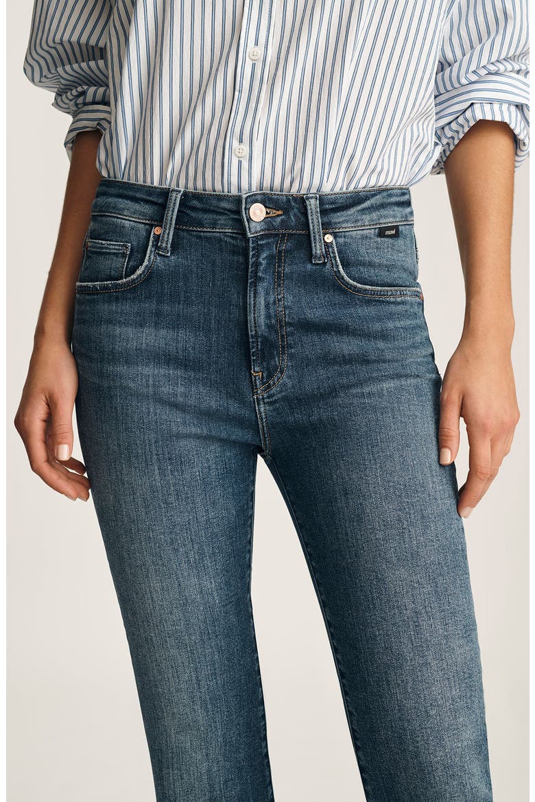 Anika Raw Hem Mid Rise Crop Flare Jeans, Alternate, color, DARK BRUSHED FLEX BL