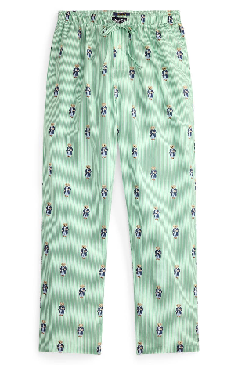 Polo Ralph Lauren Stripe Bear Print Pajama Pants, Alternate, color, Morning Robe Bear Stripe