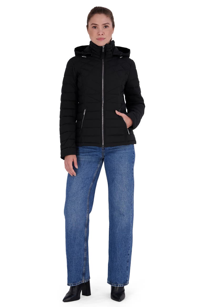 Stretch Puffer Jacket, Alternate, color, BLACK