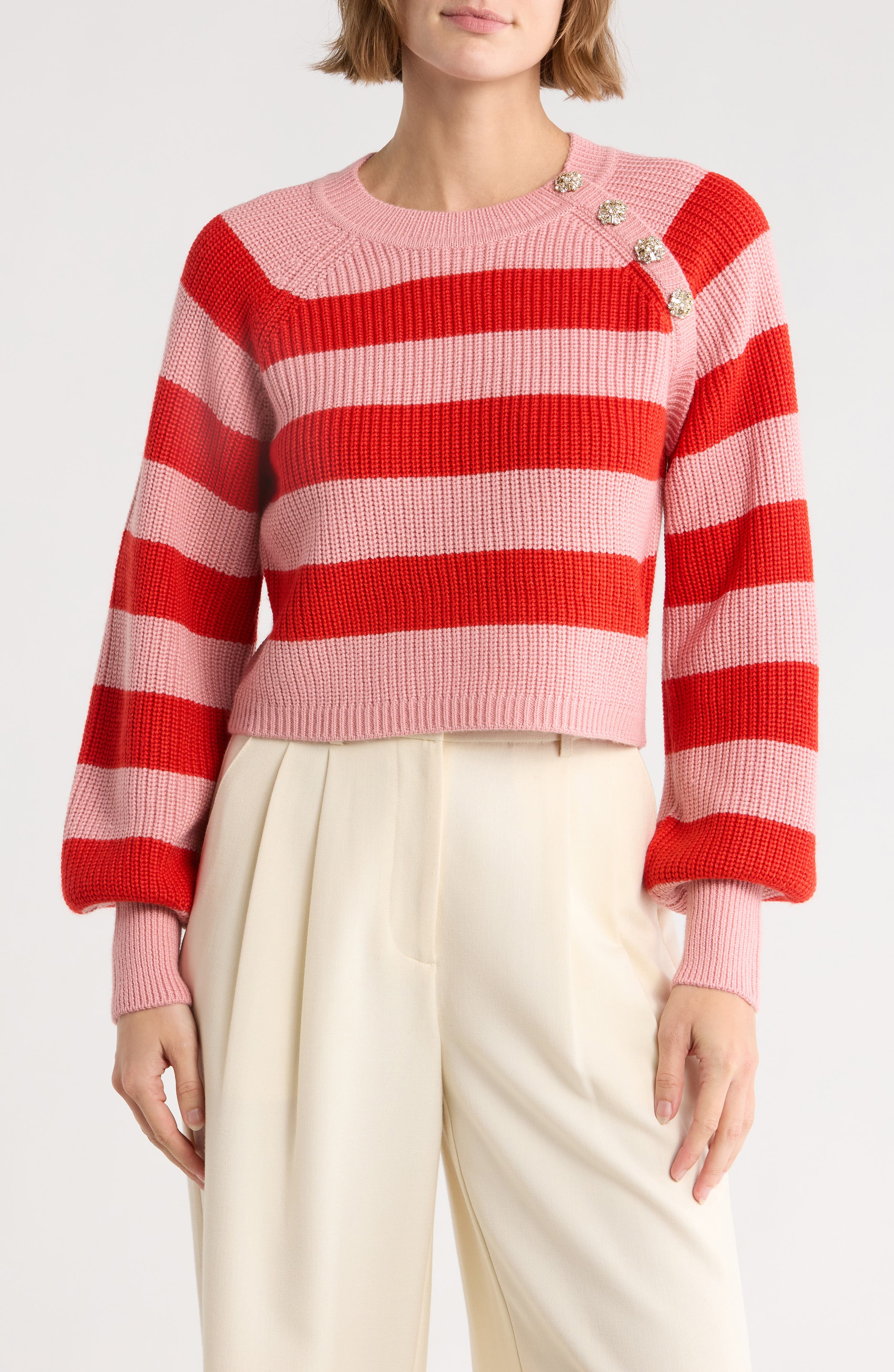 Cinq à Sept Keren Button Shoulder Sweater