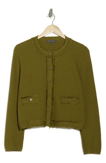ADRIANNA PAPELL ADRIANNA PAPELL FRAY TRIM CARDIGAN