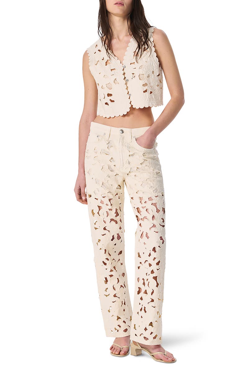 rag & bone Coralie Floral Cutout Vest, Alternate, color, Ecru