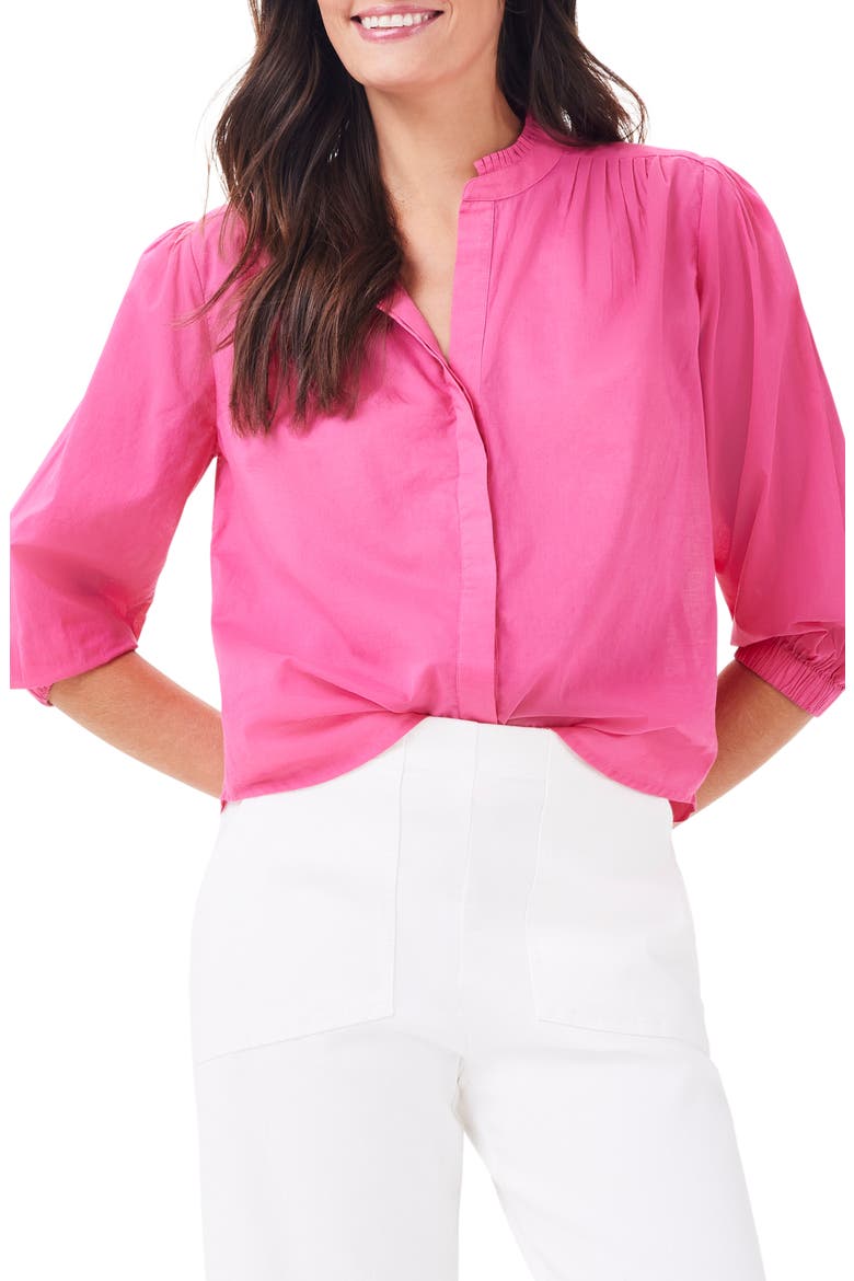 Girlfriend Cotton Button-Up Shirt, Main, color, WILD PINK
