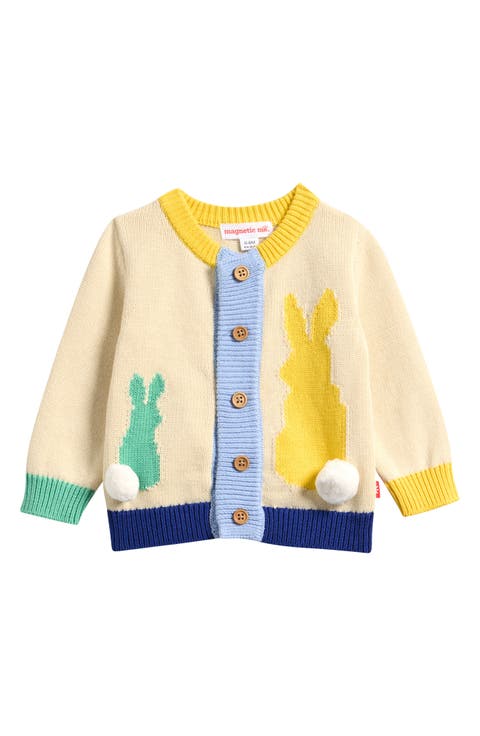 Kids' Bunny Intarsia Cotton Cardigan (Baby & Toddler)
