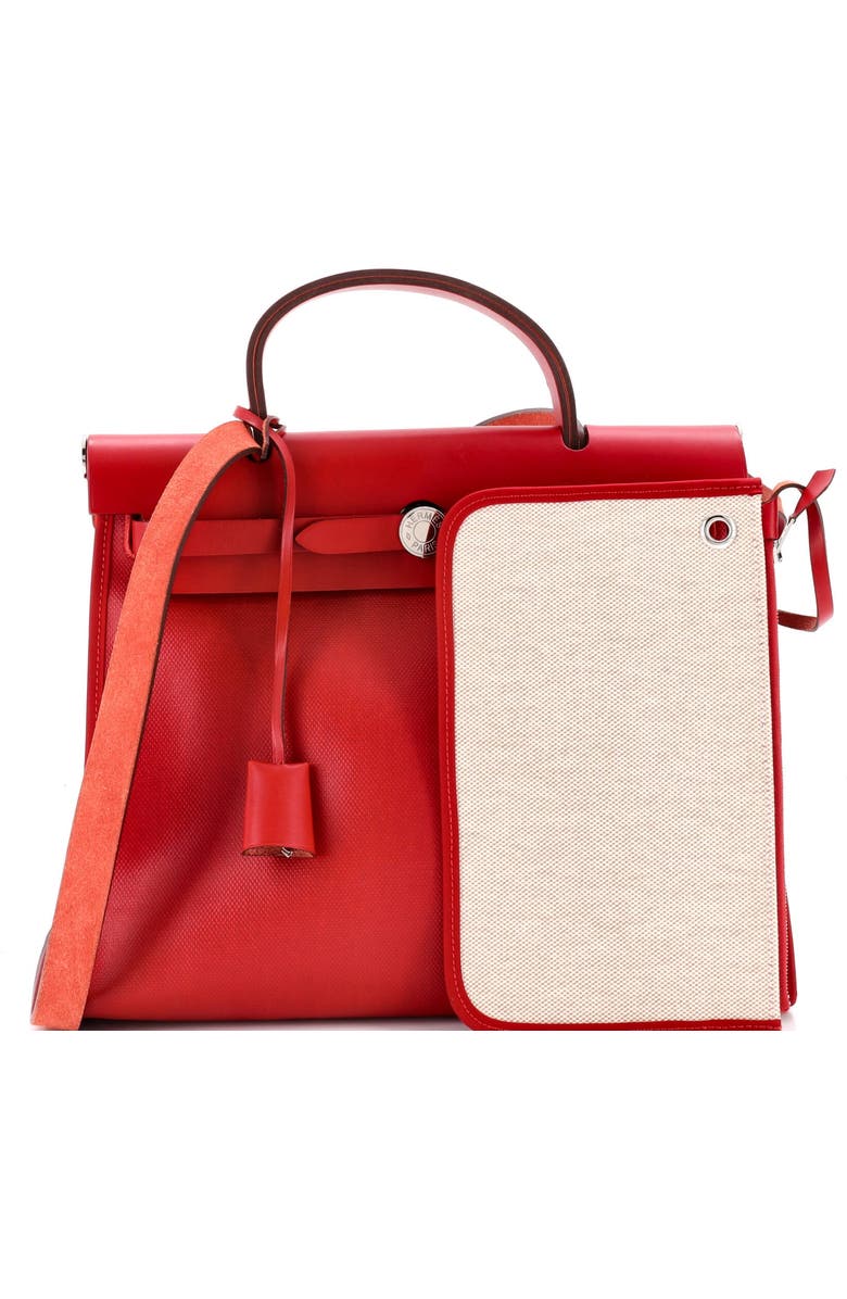 Pre-Owned Hermes Herbag Zip Berline Vache Canvas and Leather 31, Alternate, color, Rouge Piment